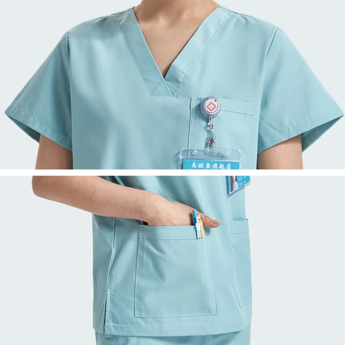 Sanitary Medical Uniforms Nursing Scrubs Set Basic Pro Heather Clinical Aesthetic Hospital Doctor Nurse Outfit Workwear 8020