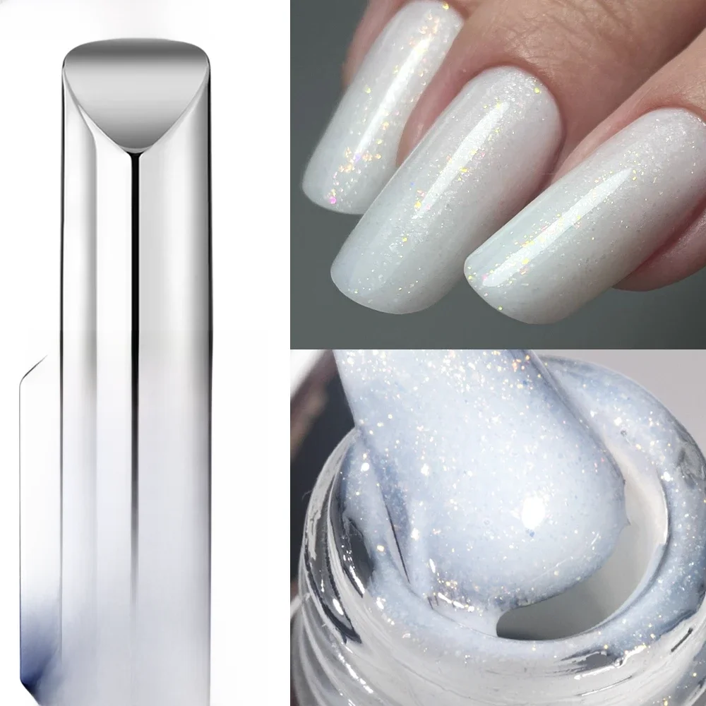 KODIES White Rubber Base Gel Esmalte, Pearl Shine, Semi Permanente, Estrutura Auto-Nivelante UV,