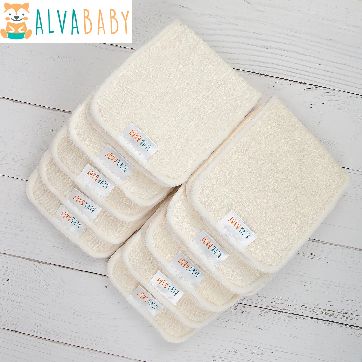 10pcs Alvababy 5 layers Bamboo Insert Organic Anti-bacterial Reusable Baby Cloth Diaper Insert