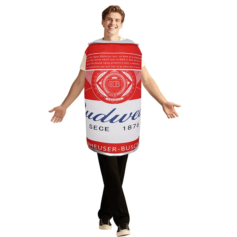 Unisex hombres divertido bebida cerveza Halloween Oktoberfest fiesta disfraces adulto el rey de las cervezas desde 1876 Bud Beer Can disfraz