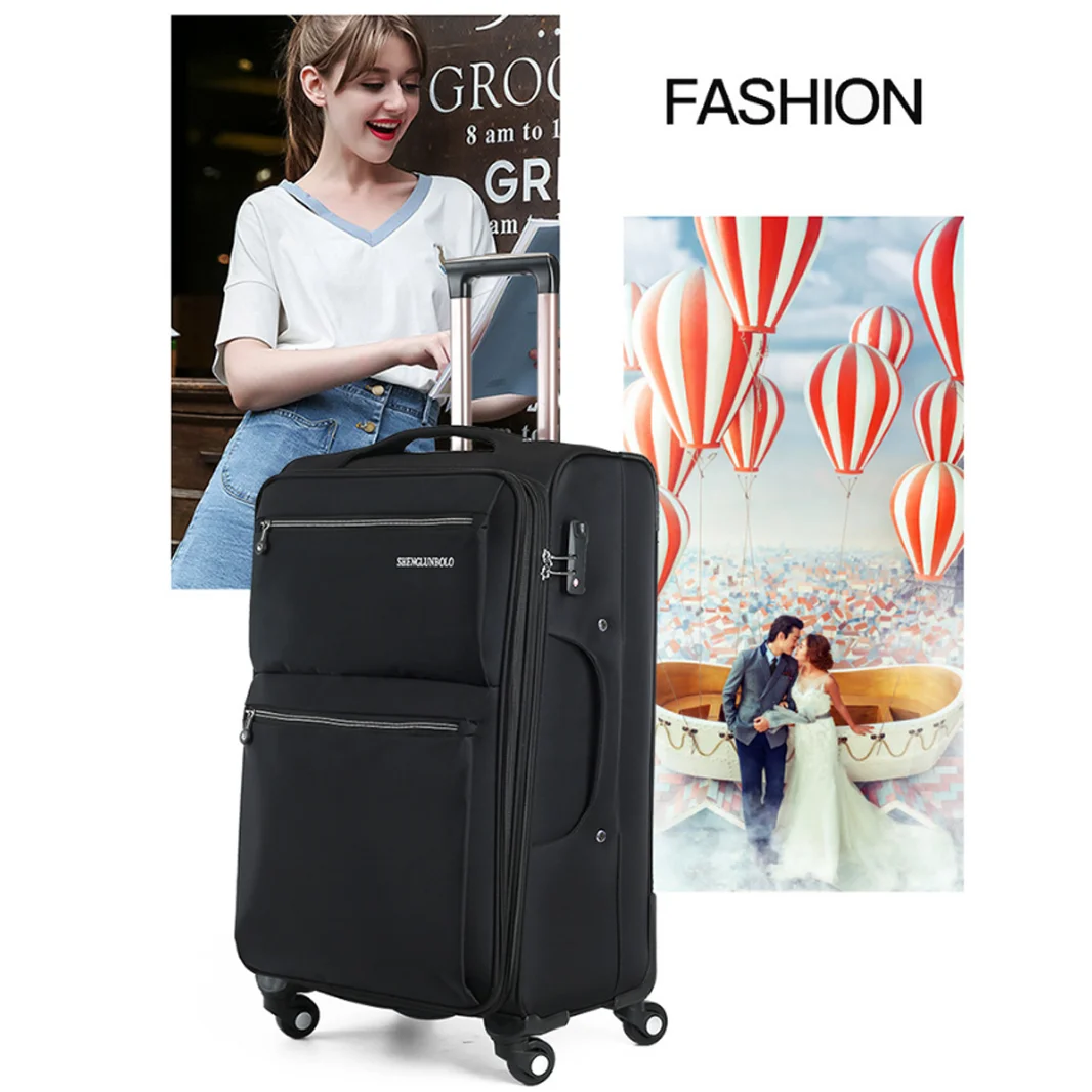 22"26"28 Inch Carrier Travel Wheeled Soft Fabric Large Suitcase Trolley Rolling Luggage Boarding Case Valises For Women And Men