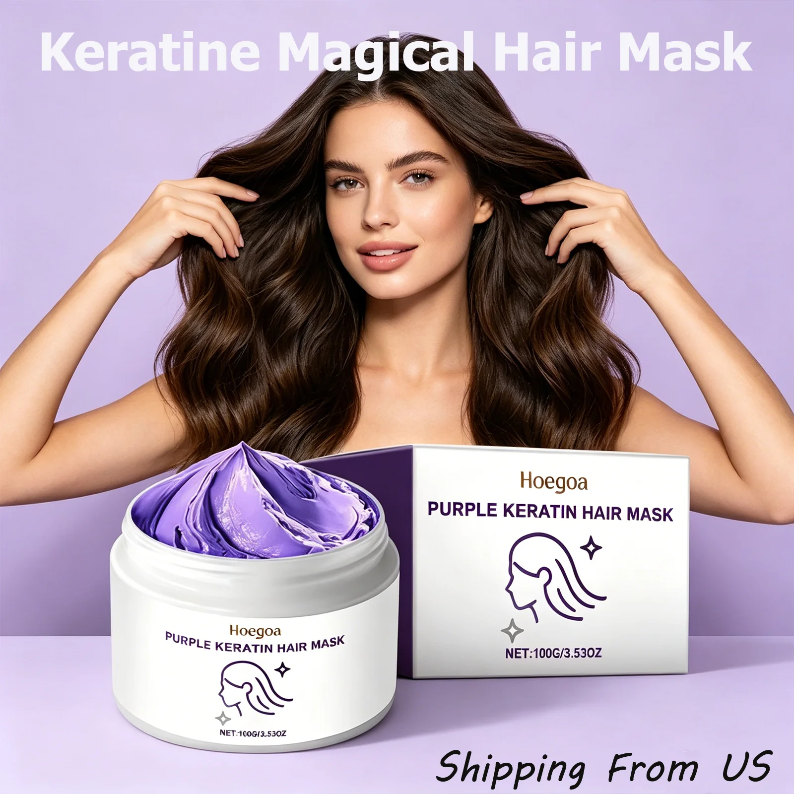 Hoegoa 100g Keratine Magical Hair Mask Repair Damaged Hair Smooth Moisturizer Massage Scalp Anti Frizz Restore Shine Hair Mask