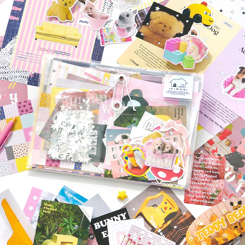93 Pcs Inspiration Material Notebook Pack Retro Collage Set Decorative Inner Pages for Handbook Diary Photo Albums Creative Gift