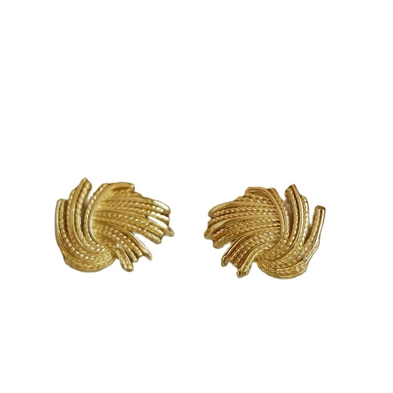 

MADALENA SARARA 18K Yellow Gold Women Stud Earrings Wings Style Dimensional Design Au750 Stamp