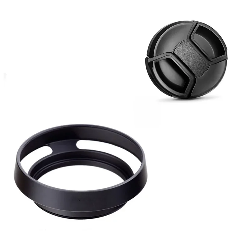 Metalowa wentylowana osłona obiektywu 49 mm 52 mm 58 mm 55 mm 62 mm 67 mm 72 mm 77 mm 82 mm Wkręcana osłona obiektywu + nasadka do Leica Canon Nikon Sony — zdjęcie 2