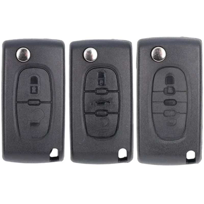 Coque de clé de voiture pliable à rabat, étui à clé à distance pour KIT 207, 307, 308, 407, 607, 807, cristaux en C2, C3, C4, C5, C6, 2 boutons, 3/4 boutons