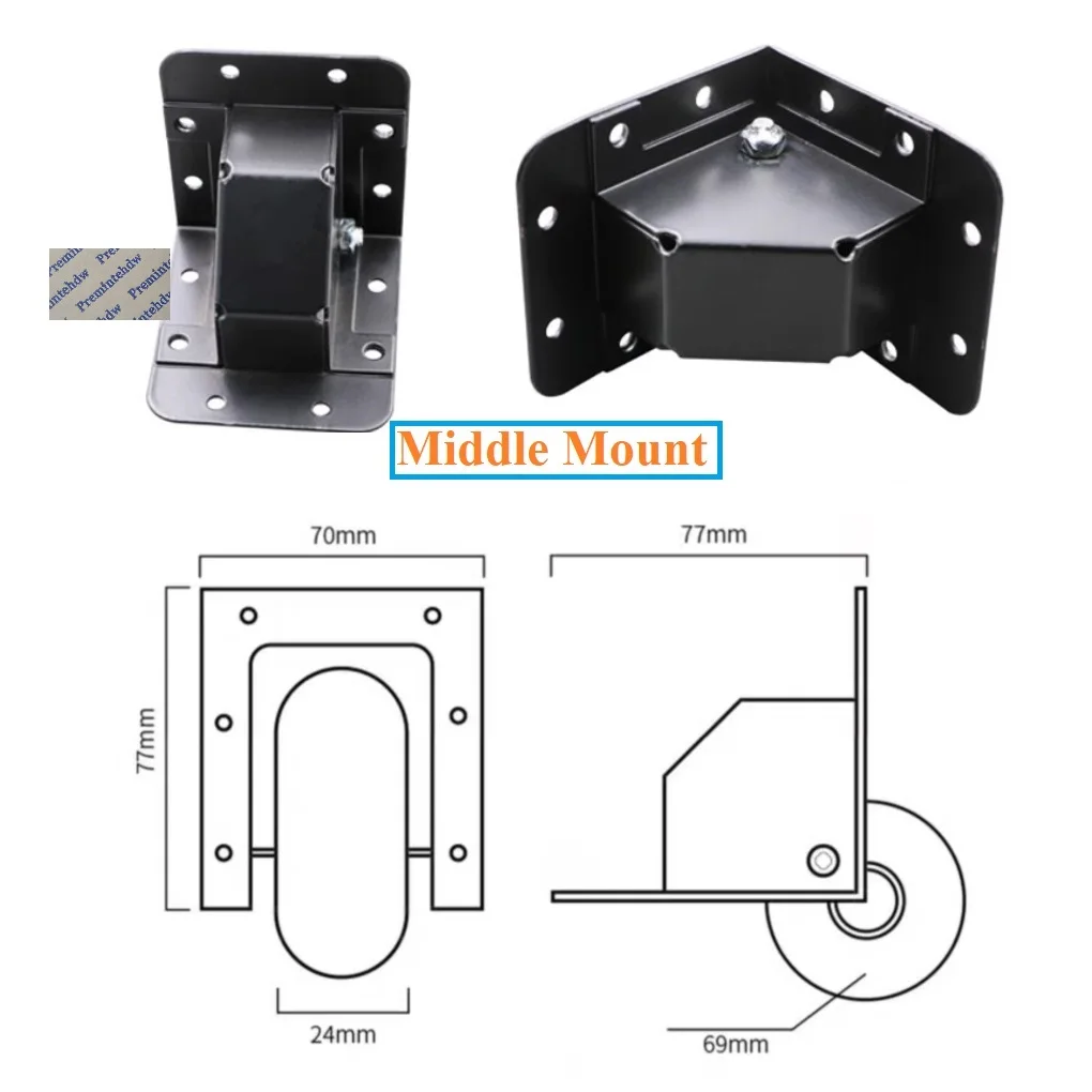 Imagem -04 - Side Middle Built-in Mount Tilt Roda Caster para Flight Case Silver Matte Black Pcs