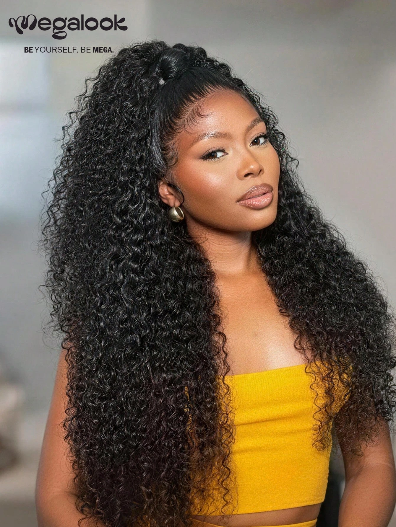 MEGALOOK 13x6 Lace Front Wig Deep Wave Curly Human Hair Ear To Ear Hairline Pre-Plucked Bangs Easy To Wear Glueless Beginner Friendly For Women Daily Use