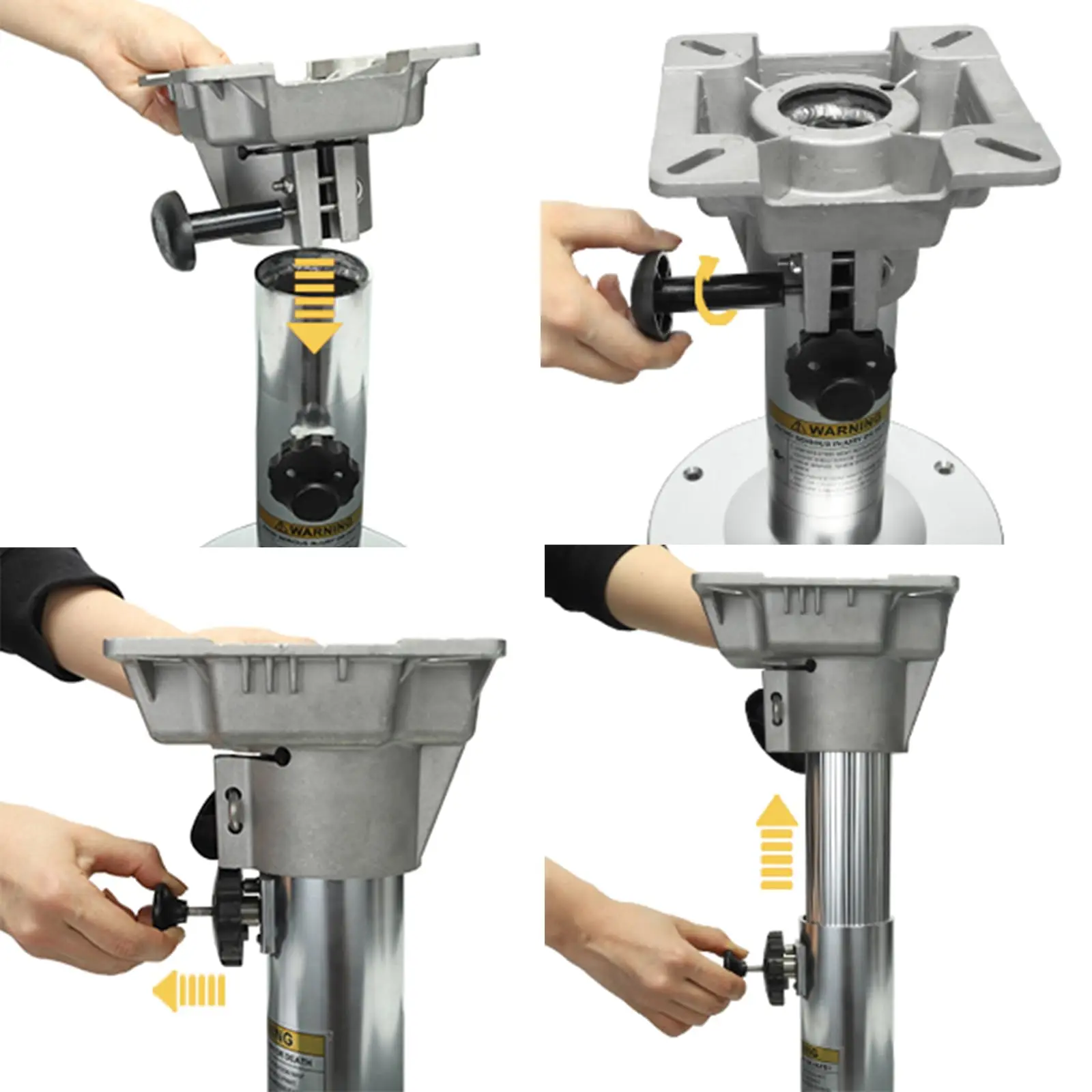 ฐานรองเบาะเรืออลูมิเนียมปรับระดับได้ ความสูง 32.5-46 ซม. ดีไซน์ล็อคได้ ขัดเงาสีเงิน สำหรับเรือตกปลาและเรือเดินทะเล