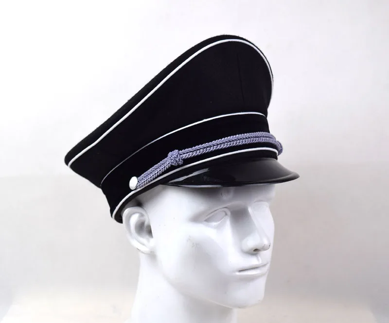 Reenactment Cosplay German Elite Officer\'s Woolen Visor Cap Hat Piping