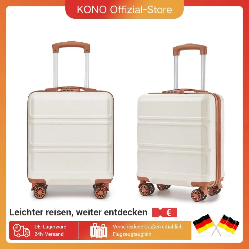 Estuche rígido ABS liviano KONO de 16 pulgadas | Bagaje de mano con cerradura de combinación 45x35x20cm-Adecuado para maleta Ryanair y easyJet