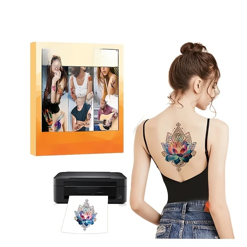 A4 Art Tattoos Paper DIY Wodoodporny tymczasowy papier do tatuażu z drukarkami atramentowymi lub laserowymi do tatuażu Mężczyźni Naklejki dla dzieci — zdjęcie 2