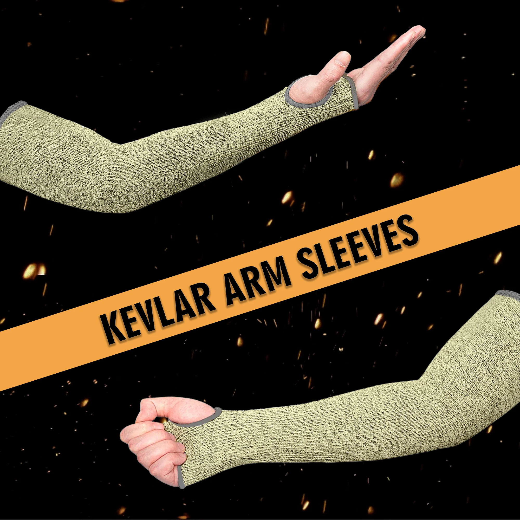 

1 пара защитных рукавов из кевлара, 44 см/17,3 дюйма, изготовлены из арамидного волокна, для защиты от порезов и термостойкости при сварочных работах, садоводстве.