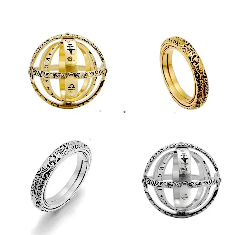 Bague boule astronomique métamorphique pour hommes et femmes, anneau boule cosmique métamorphique inversé, Style rétro, collier de Couple, bijoux