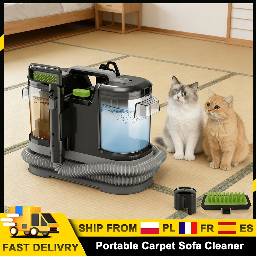 Aspiradora de Alfombras y Telas de 500W, Portátil, Limpieza Profunda, con Tanque de Agua de 1800ML y Manguera de 1.5M para Hogar, Sofá, Asientos de Auto y Cortinas