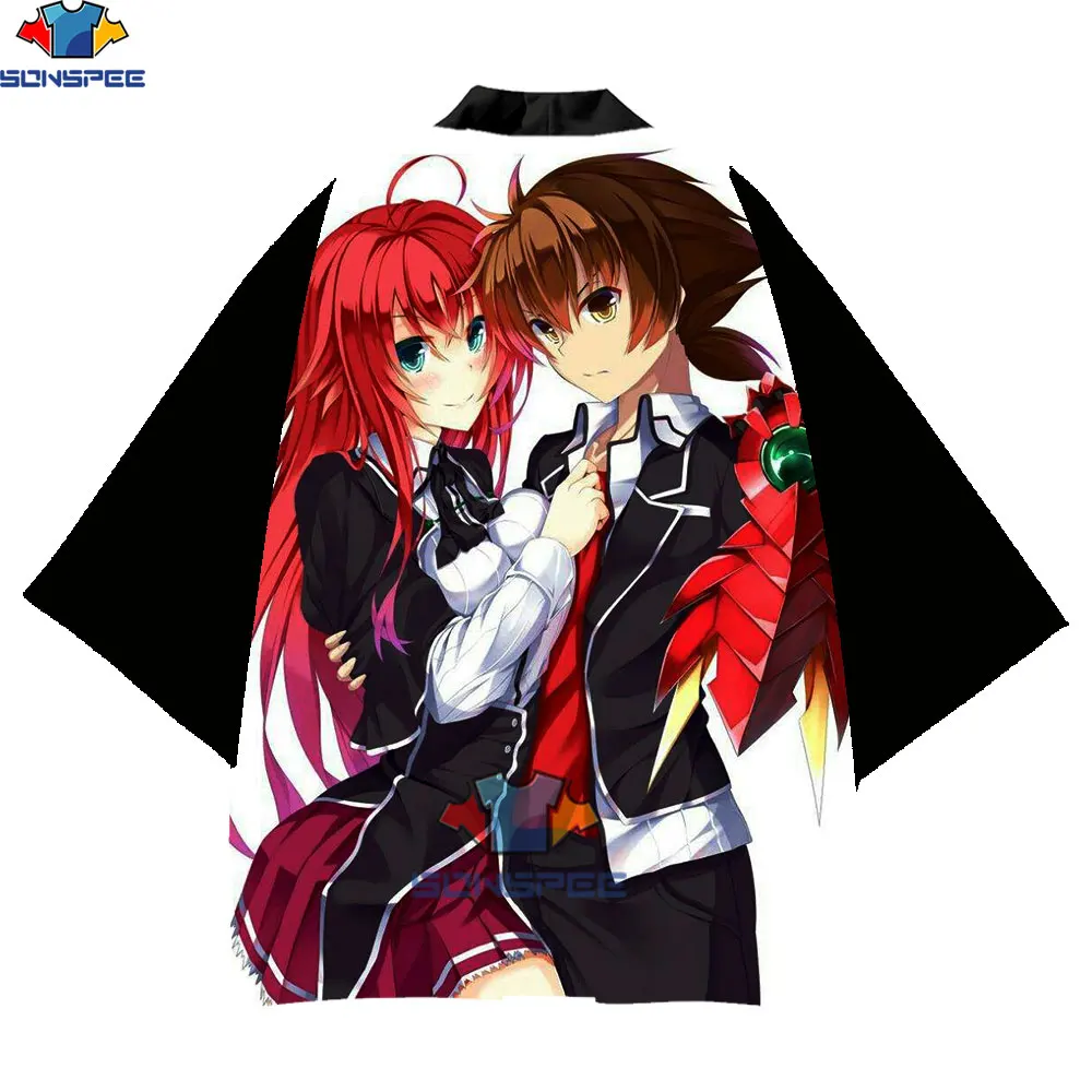 SONSPEE Asian Pacific Island Clothing Kimono Women Cardigan Yukata Polyester High School DxD Black Japanese Traditional Clothing