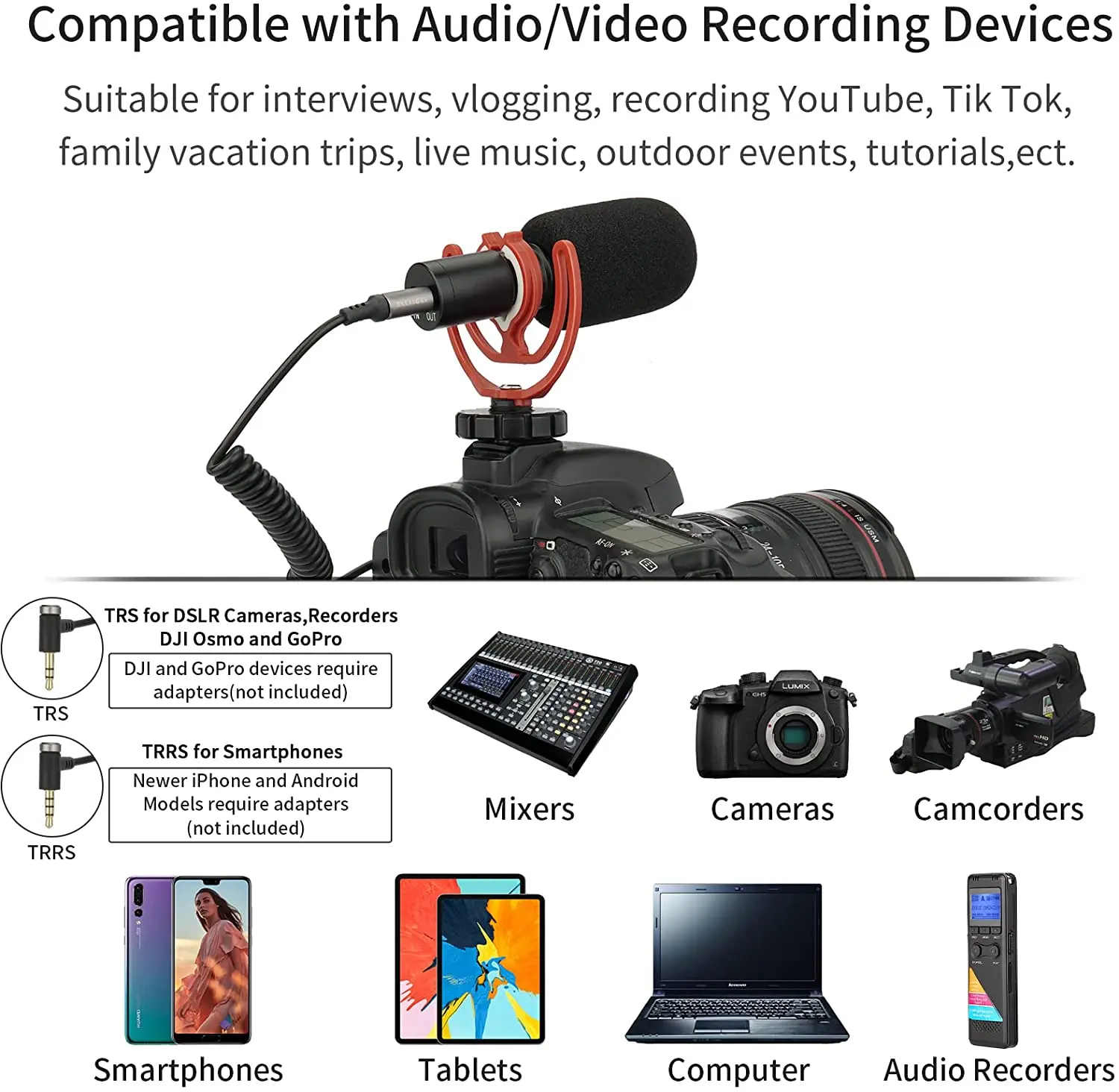 ANDYCINE M1 Pro ไมโครโฟนวิดีโอกล้อง Mount Shotgun Mic สำหรับกล้อง DSLR,โทรศัพท์,action กล้อง Furry กระจก