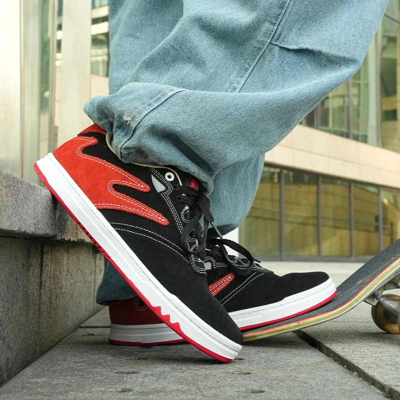 أحذية Goluck Ants Cupsole من جلد الغزال للتزلج، أحذية رياضية أنيقة مغلفة، مريحة ومتينة