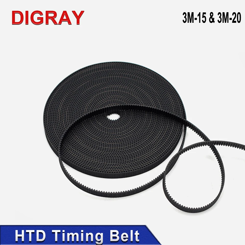 DIGRAY HTD 3M Series PU Open-Ended Timing Belt Transmission Belts Width 15mm 20mm For 3D Printer CO2 Laser Machine