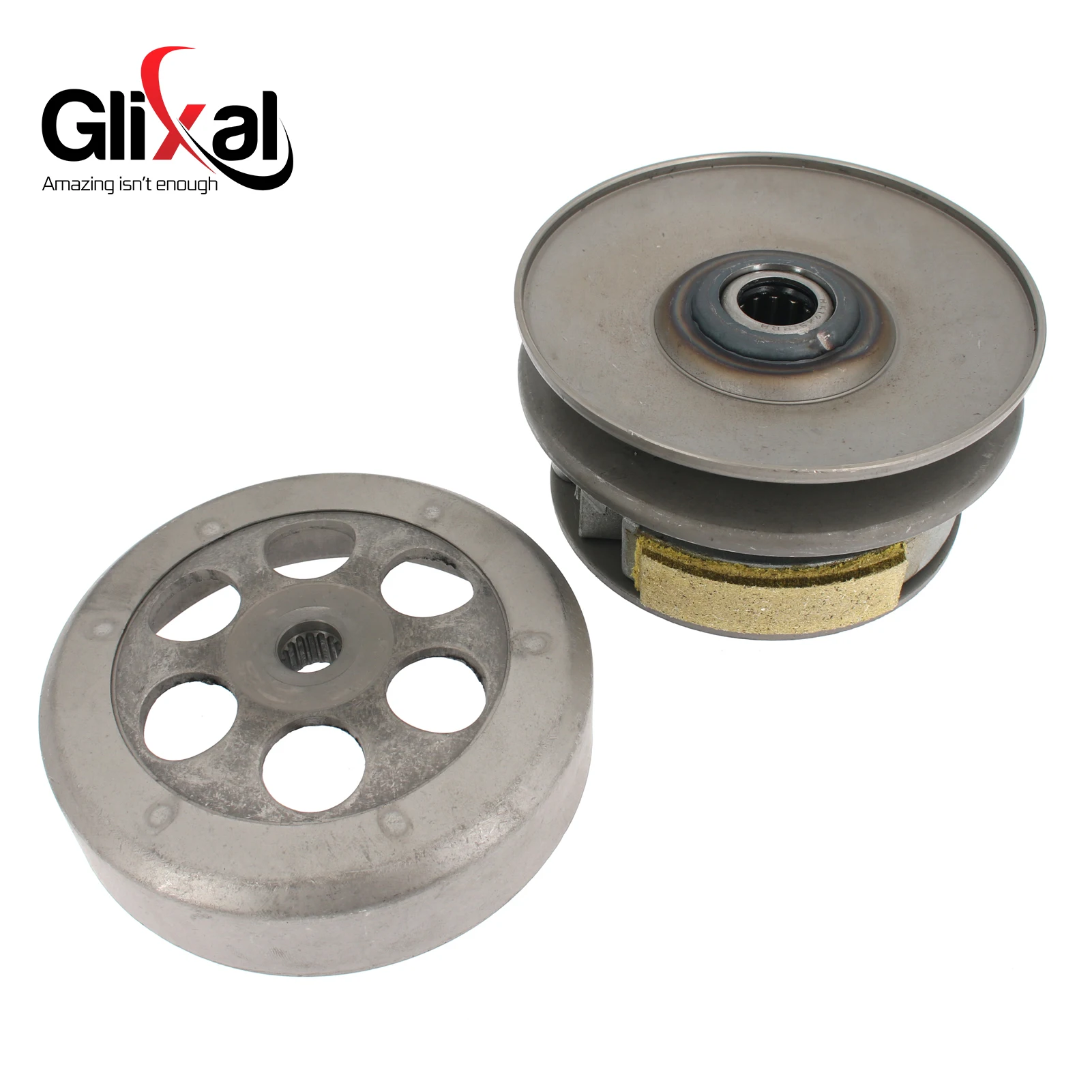 Glixal Jog 49cc 50cc Clutch Assy with Bell for 1PE40QMB 1E40QMA Scooter Moped Minarelli 2-Stroke Engine (2 Clutch Pads)