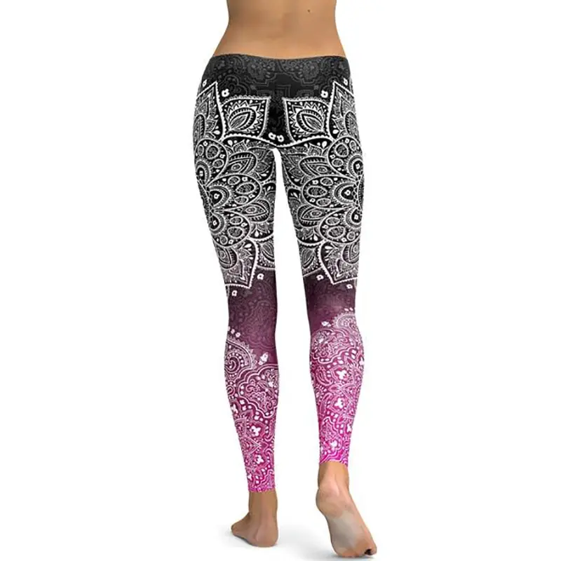 Calças de Yoga Elásticas para Mulheres, LI-FI, Mandala Leggings, Push Up Tight Wear, Fitness, Esportes, Corrida, Treinamento de Ginástica