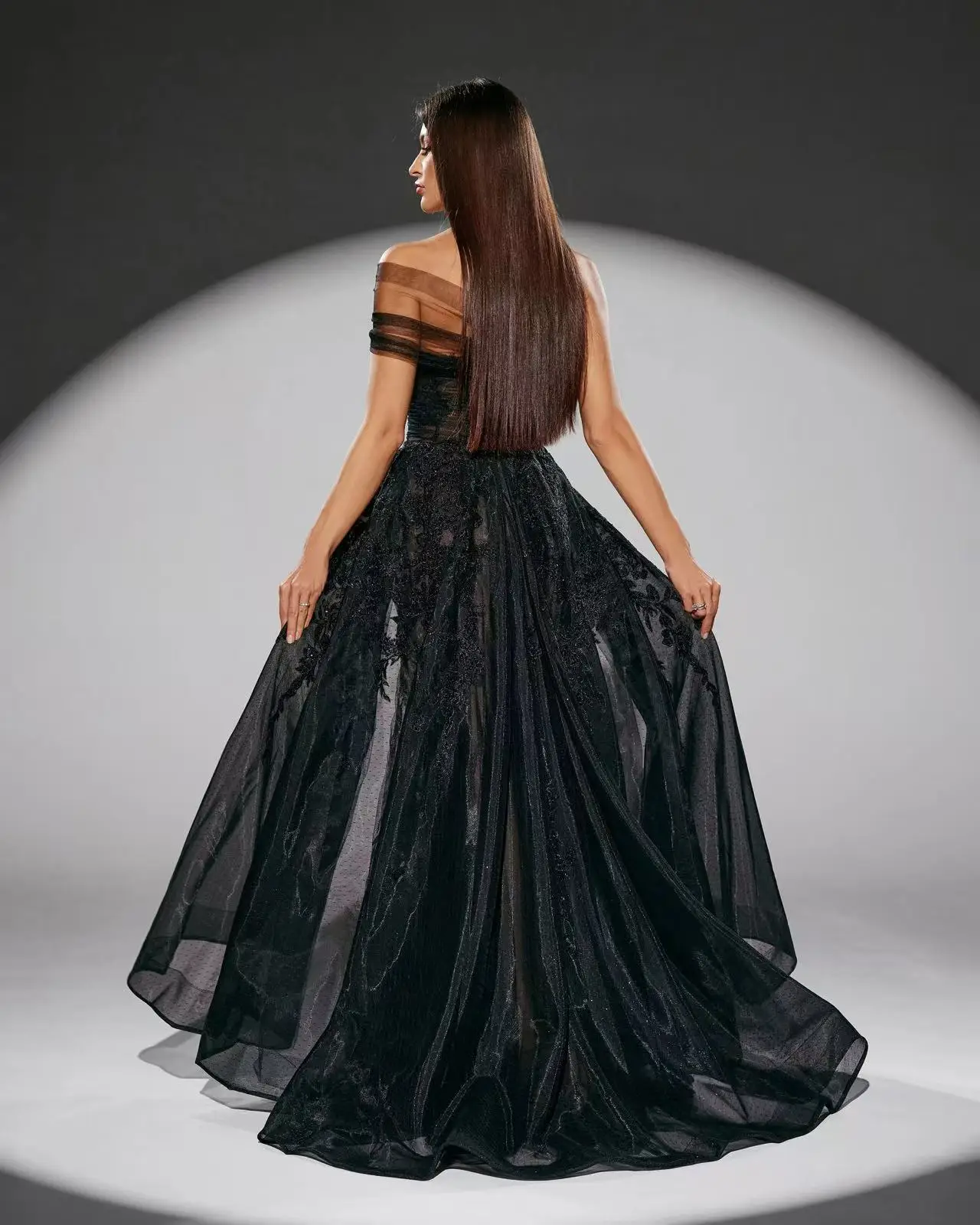 Shalimar Zhang 블랙 긴 럭셔리 드레스 파티 드레스 여자 가운 다이아몬드 여성을위한 수제 웨딩 파티 맞춤형