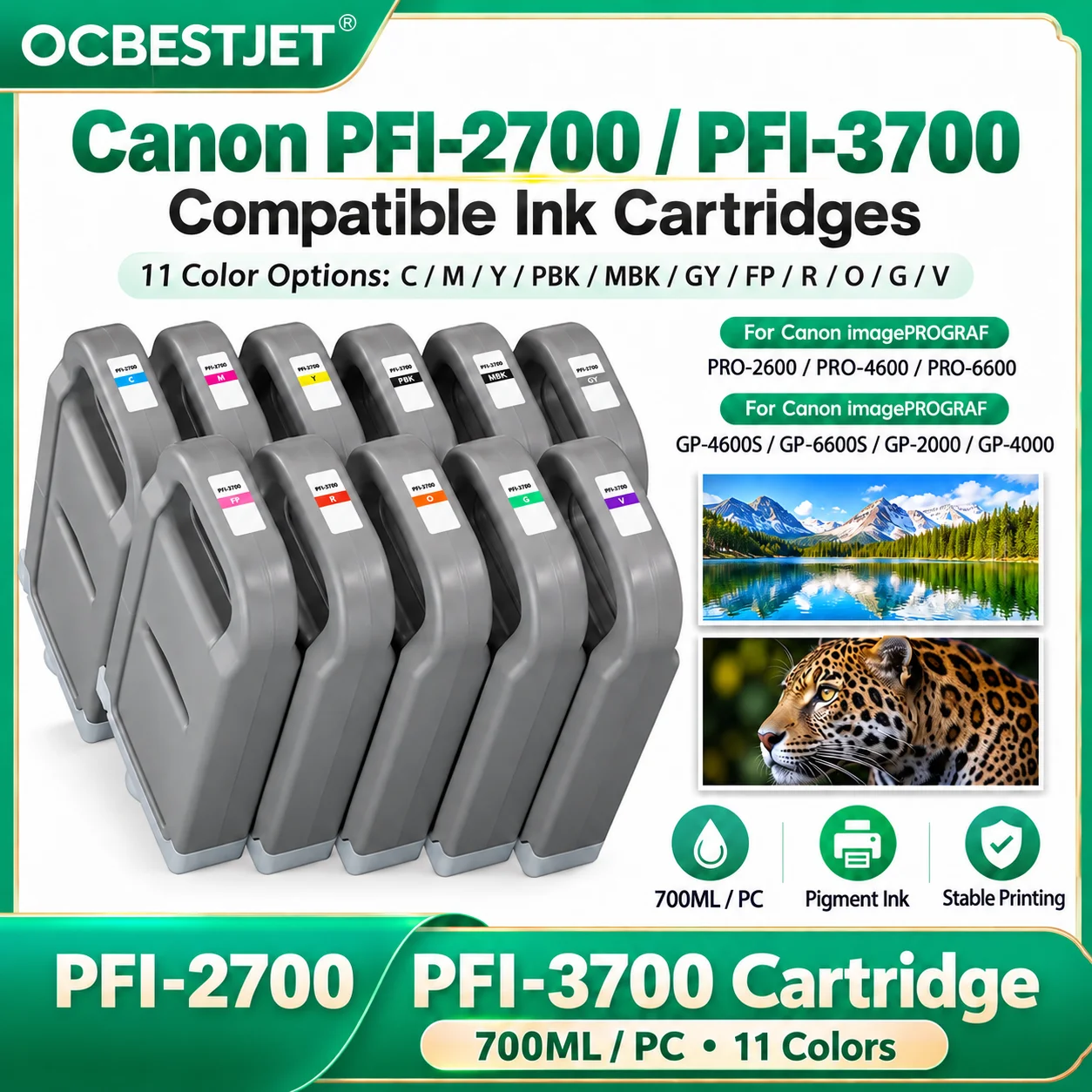 For Canon PFI-2700 2700 3700 700ML Compatible Ink Cartridge With Pigment Ink For Canon PRO 4600 2600 6600 GP 4600S 6600S Printer