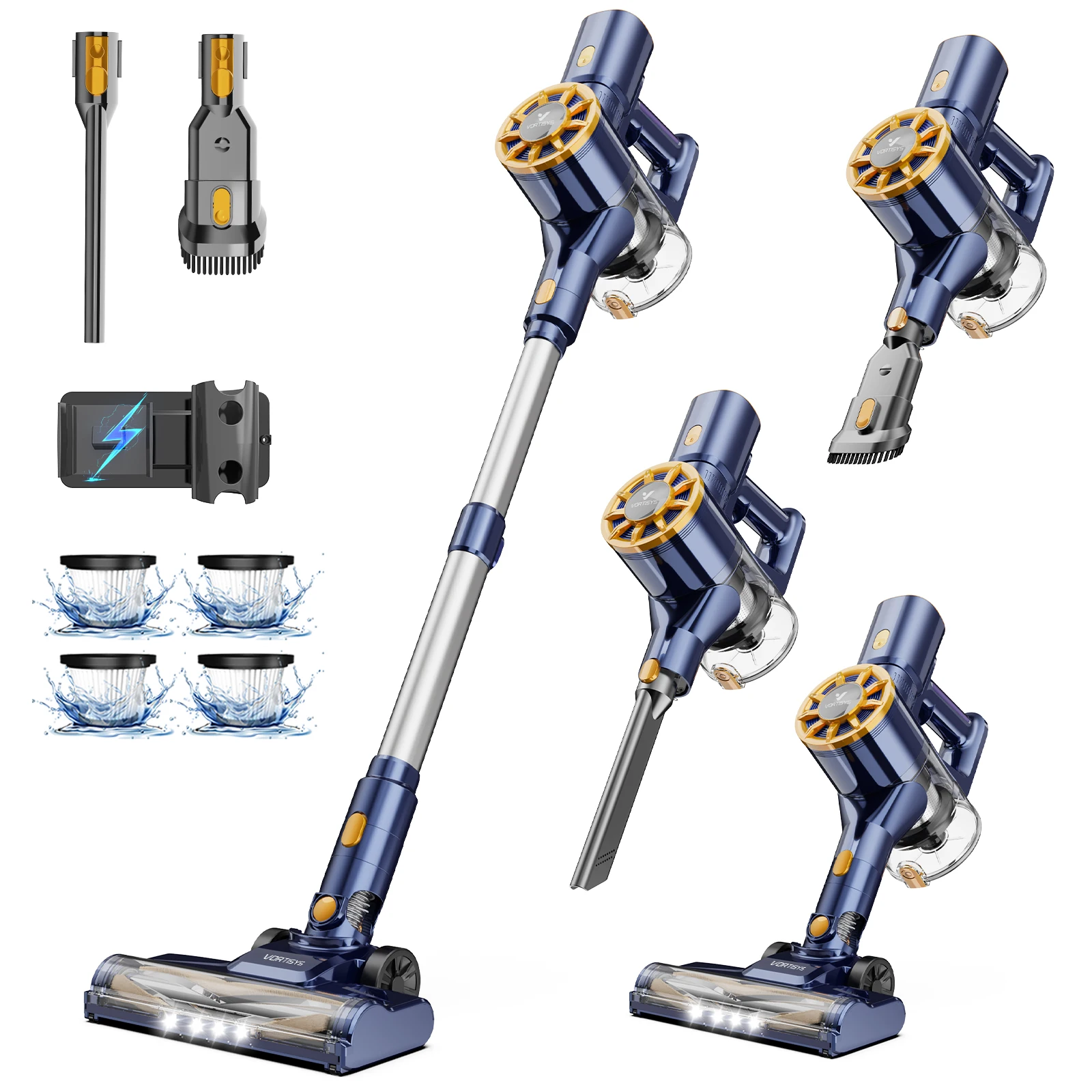 Aspirateur sans fil, aspirateur vertical 55Kpa pour la maison, aspirateur léger 50MIN, aspirateur sans fil autoportant