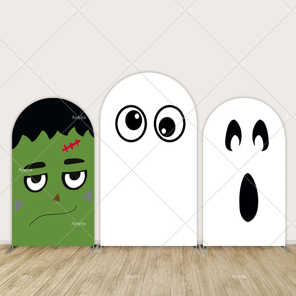 

Halloween Party Supplies Decoration Arch Backdrop Cover Cartoon Cute Ghost Family Party Arched Wall Background Photobooth