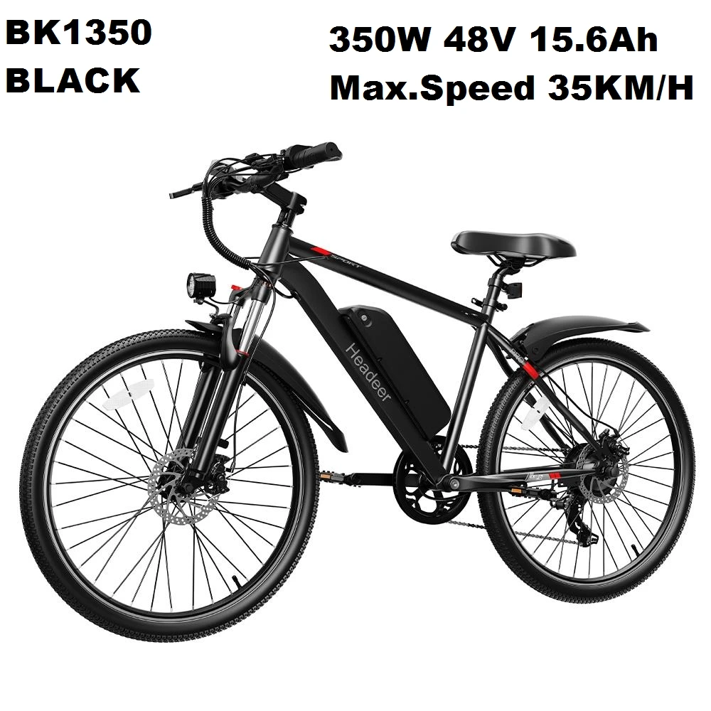 Headeer BK1350 elektrische stadsfiets 250W bereik 100 km 48V 15.6AH accu voor- en achtervering volwassen e-bike