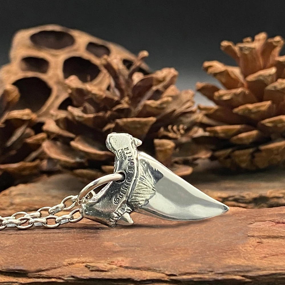 925 Sterling Silver Shark Tooth Pendant For Men Sea Marine Animal Teeth Silver Necklace Punk Hip Hop Jewelry Party Gift