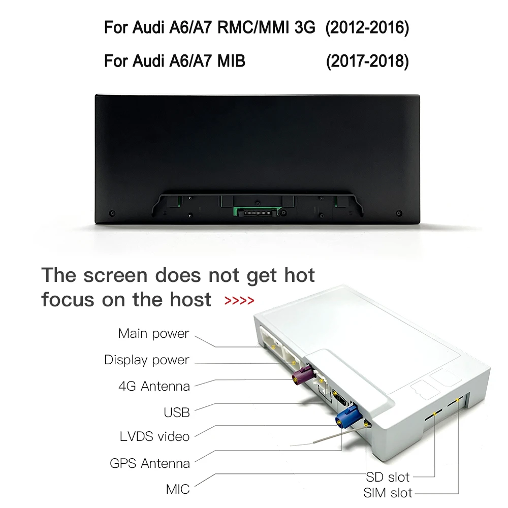 Android 13 car stereo retrofit kit for Audi mib2 A6 C7 A7 3G + upgrade 12.3 in touch screen wireless CarPlay Android Auto Screen