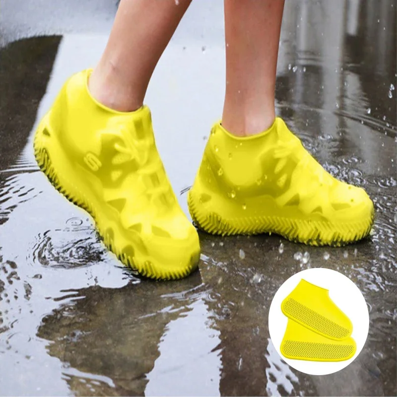 1 paire de chaussures imperméables et antidérapantes en Silicone, bottes de pluie unisexes à haute élasticité et résistantes à l'usure pour l'extérieur, couvre-chaussures réutilisables pour jours de