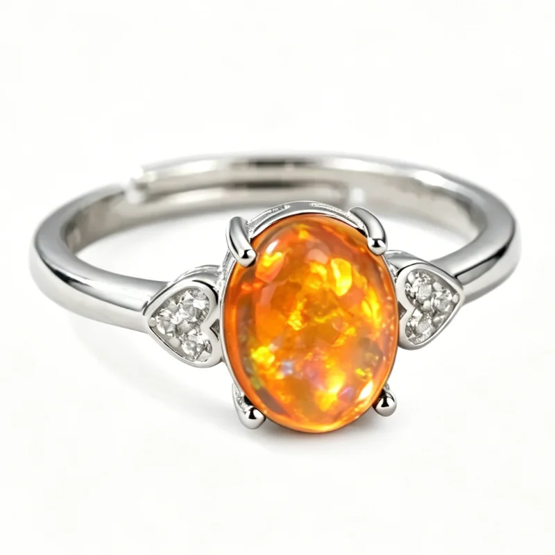 1pc 68mm Natural Opal S925 Sterling Silver Ring | Play-of-Color | Vintage | Thanksgiving, Black Friday, And Halloween Gifts 011