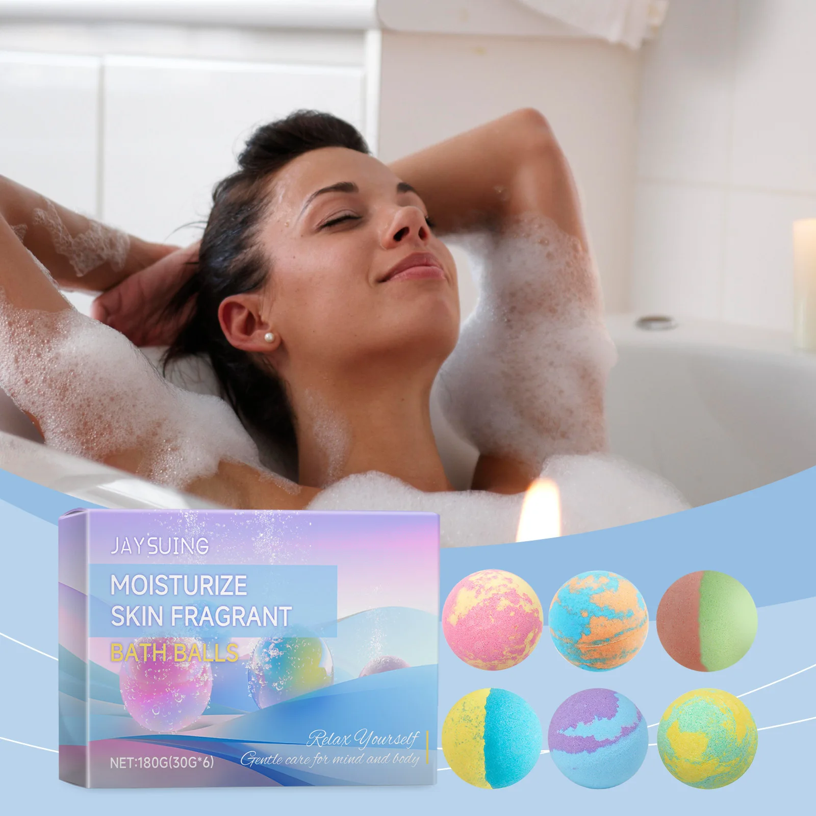 Jaysuing 30gx6pcs Bubble Bath Bombs Aroma Exfoliating Relief Relaxing Aromatherapy Body Wash Cleansing Floral Scent Bombs Shower