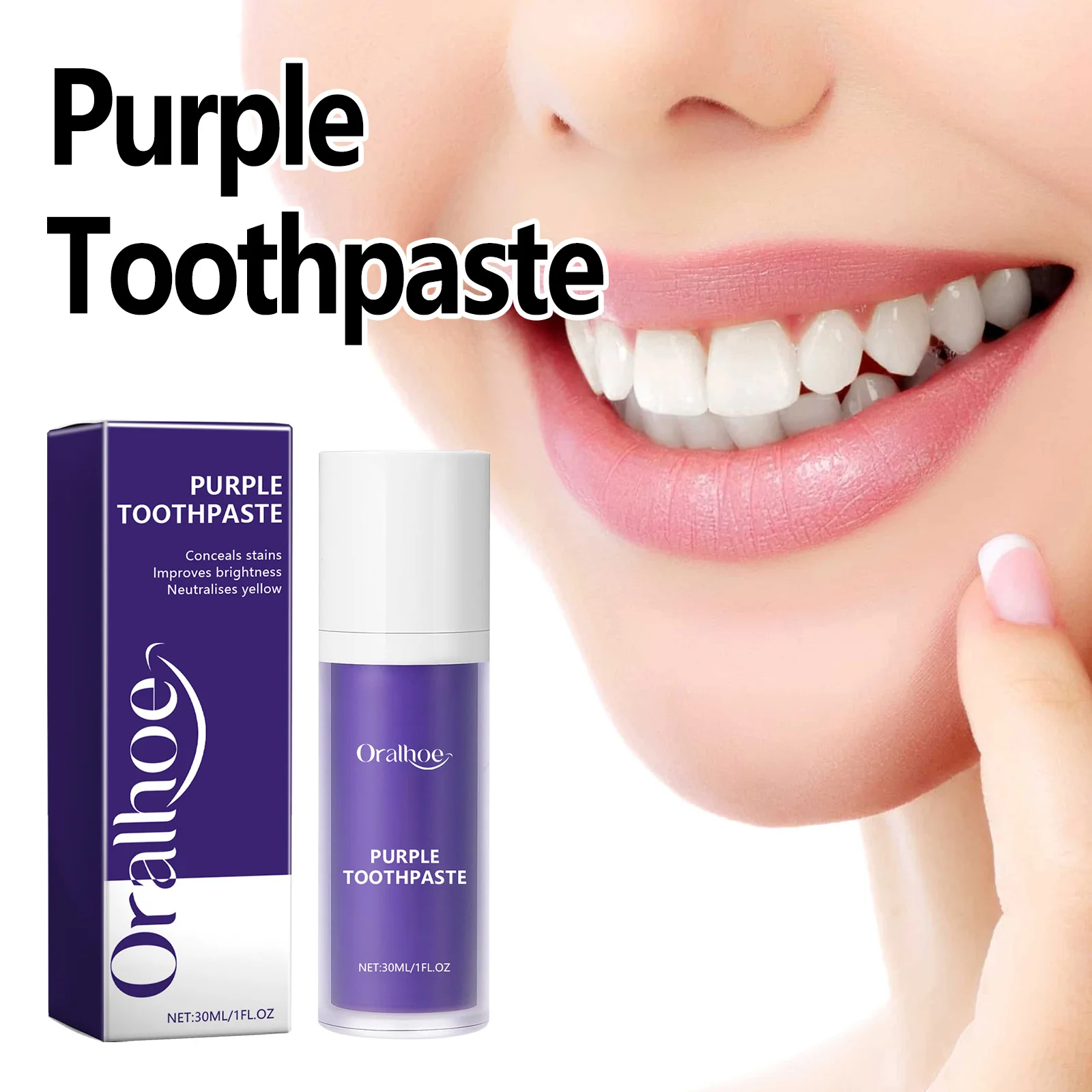 معجون أسنان أرجواني لتبييض الأسنان من Oralhoe 30 مل يقلل من البقع ورائحة التنفس الطازج وإزالة الجير ونظافة الفم ومعجون أسنان نظيف #3