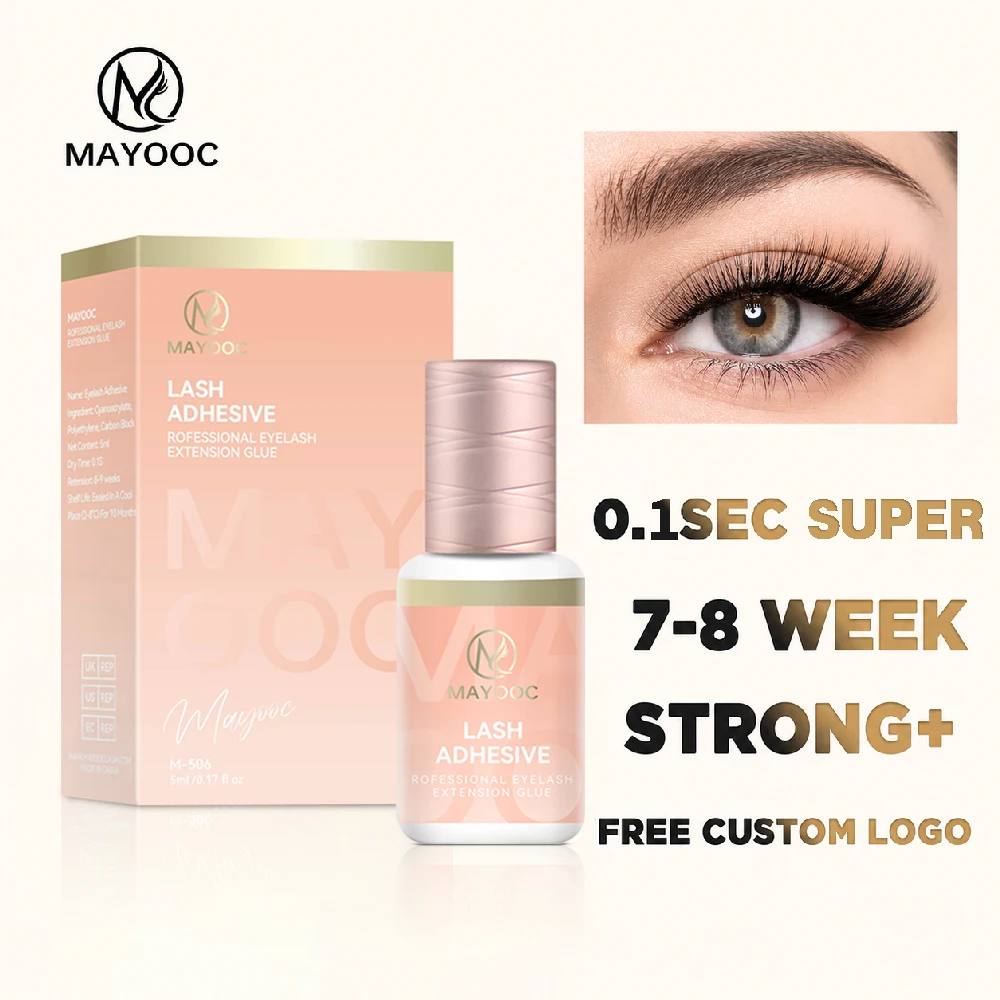 MAYOOC 0,1 Sek. Wimpernverlängerungskleber Schnelltrocknend Einzelwimpernkleber Sensitiver Augenkleber Schwarzer Wimpernkleber mit individuellem Logo