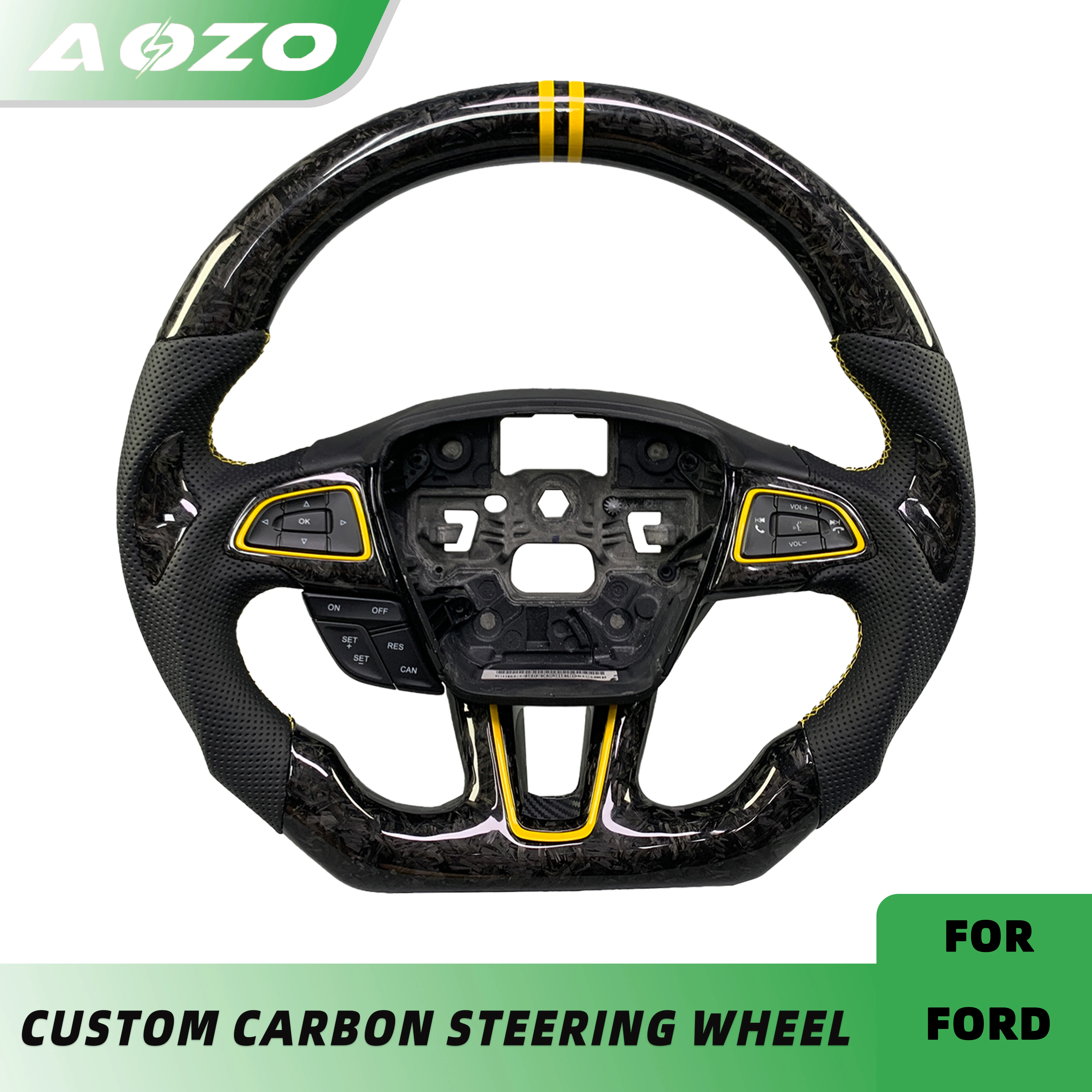 

For Ford Focus MK3 RS Customized Perforated Leather Heated Forging Carbon Fiber Steering Wheel Support Heating LED Rpm Display