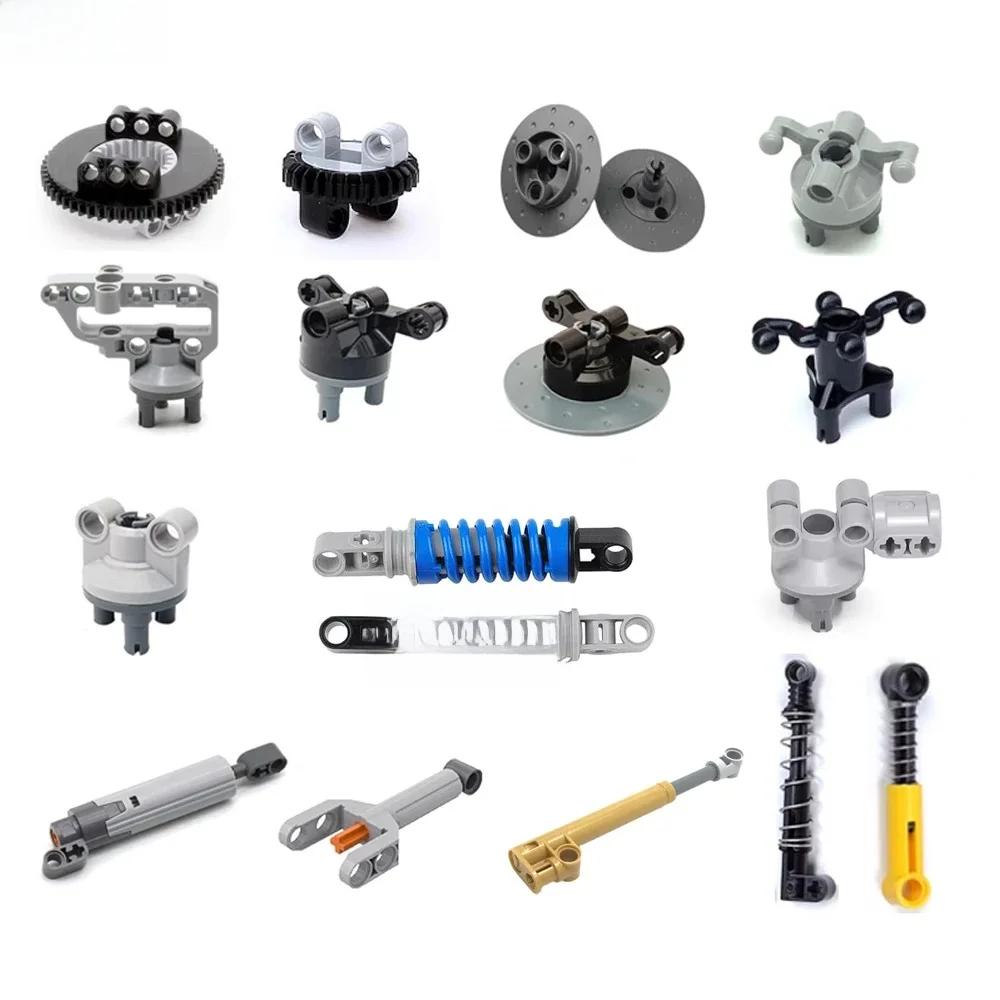 MOC – tige de poussée de direction à Suspension, amortisseur à ressort, pièces techniques pour bricolage, blocs de construction, pneu de voiture, camion, brique d'entraînement