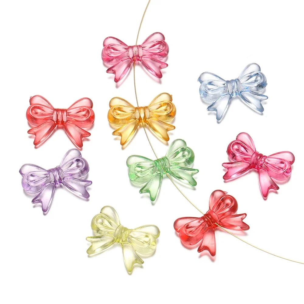 30 sztuk/partia 14x18mm Bowknot przezroczysta kokardka koraliki dystansowe kolczyki dokonywanie urok wisiorki na naszyjnik akcesoria do wyrobu biżuterii — zdjęcie 2