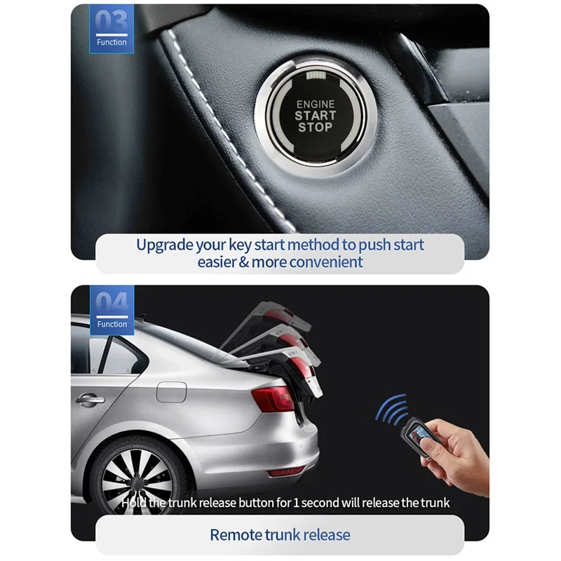 EASYGUARD EC207-M9-B 2 Way Car Alarm with LCD Display Remote Engine Start & Push Button & Shock Sensor auto lock unlock