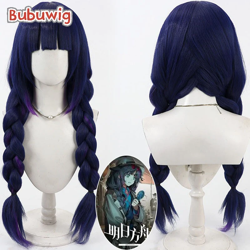 Bubuwig Synthetic Hair Jessica the Liberated Cosplay Wigs Game Arknights 80cm Long Blue Mixed Purple Braided Wig Heat Resistant