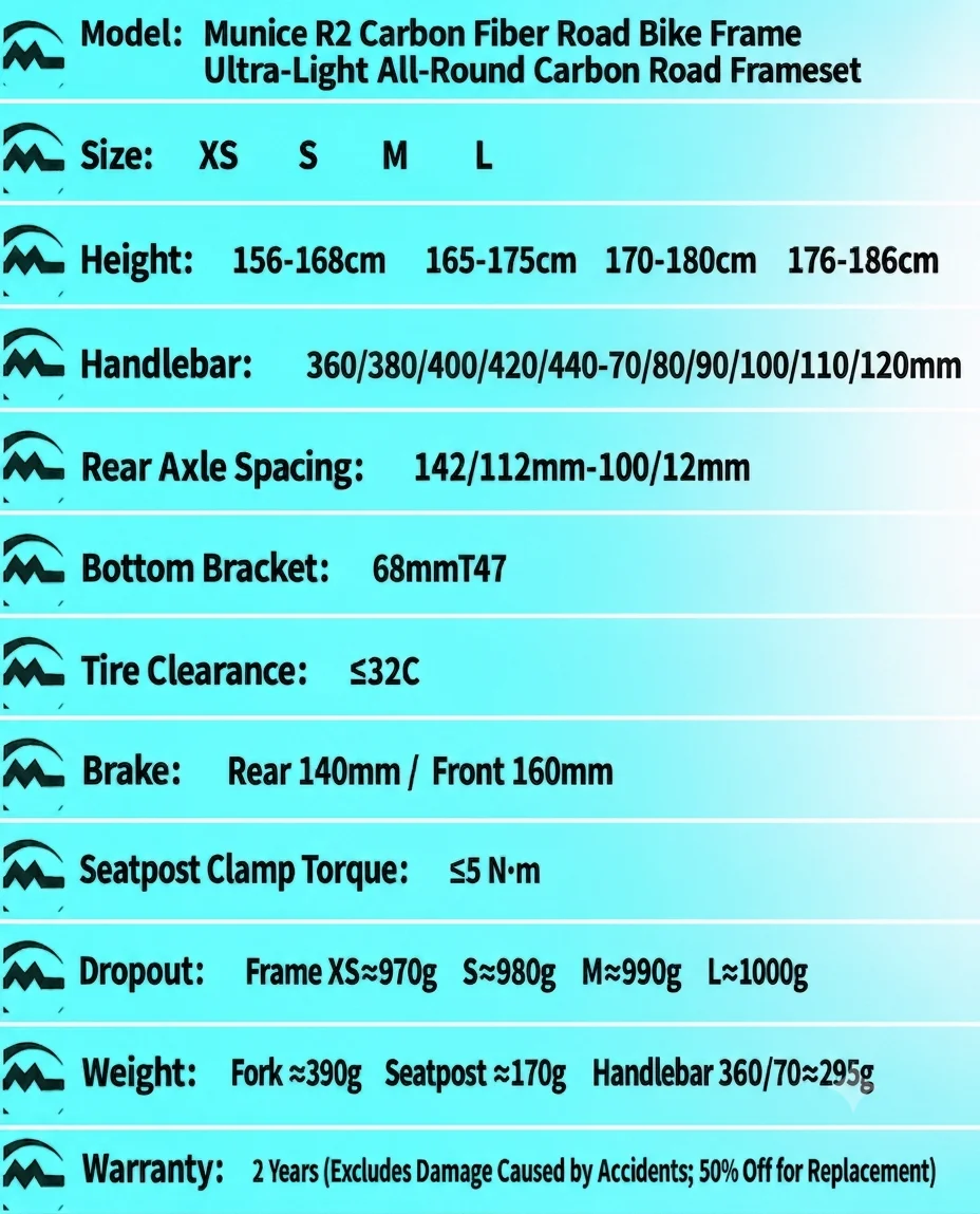 Munice R2 Carbonfaser-Rennradrahmen Versand aus Spanien Ultraleichter Allround-Carbon-Rennradrahmen Aerodynamischer EPS-geformter Carbonrahmen Scheibenbremse Max. 700*32C AERO T47 Fahrradrahmen Vollständig interne Kabelführung Lenker DI2 Mechanisch 2 Jahre Garantie – Detail 4