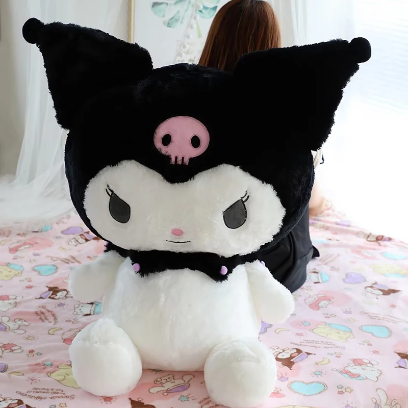 Big Size Sanrio Kuromi Plush Toys Kawaii Stuffed Kuromi Plush Doll Anime Cartoon Ragdoll Dol Home Decor Girls&kids Kid Gift