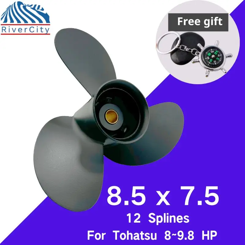 

Outboard Propeller For Tohatsu 8hp 8.5hp 9hp 9.5hp 9.8hp 8.5*7.5 Boat Aluminum Alloy Screw 3 Blade 12 Spline Marine Engine