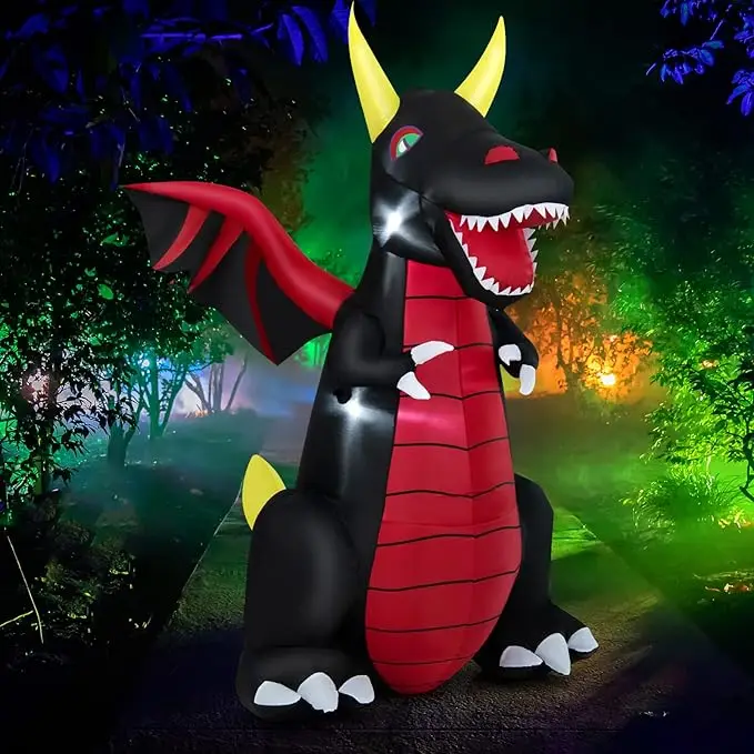

2m Halloween Inflatable Dragon Indoor Outdoor Blow up Decoration with LED for Party Garden