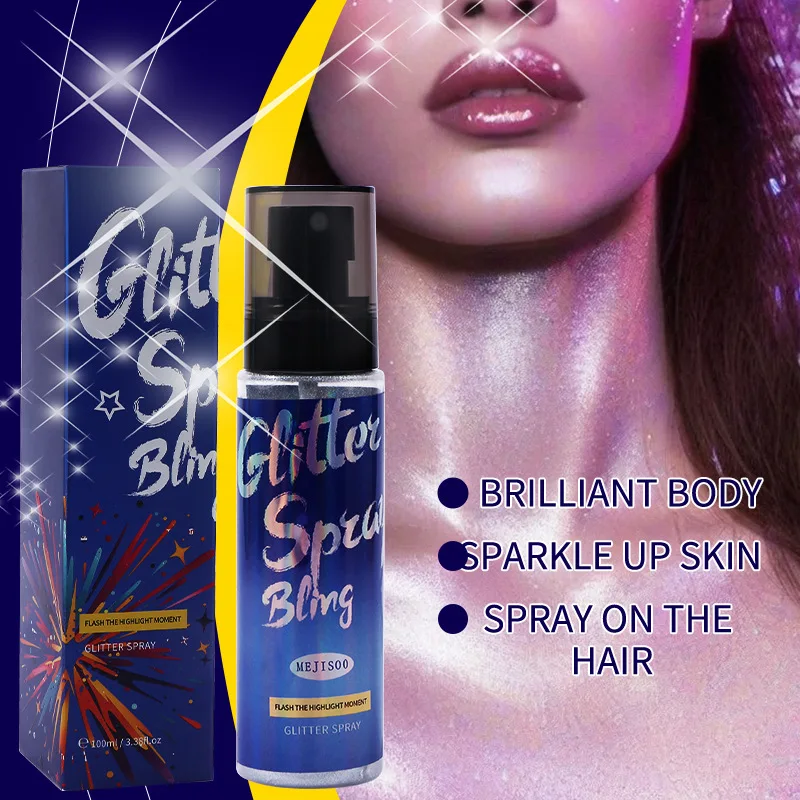 Spray Brillante Deslumbrante – Ilumina Instantáneamente el Cabello, el Cuerpo y la Ropa para Festivales de Música, Fiestas y Escenarios – Un Solo Spray Brilla Toda la Noche