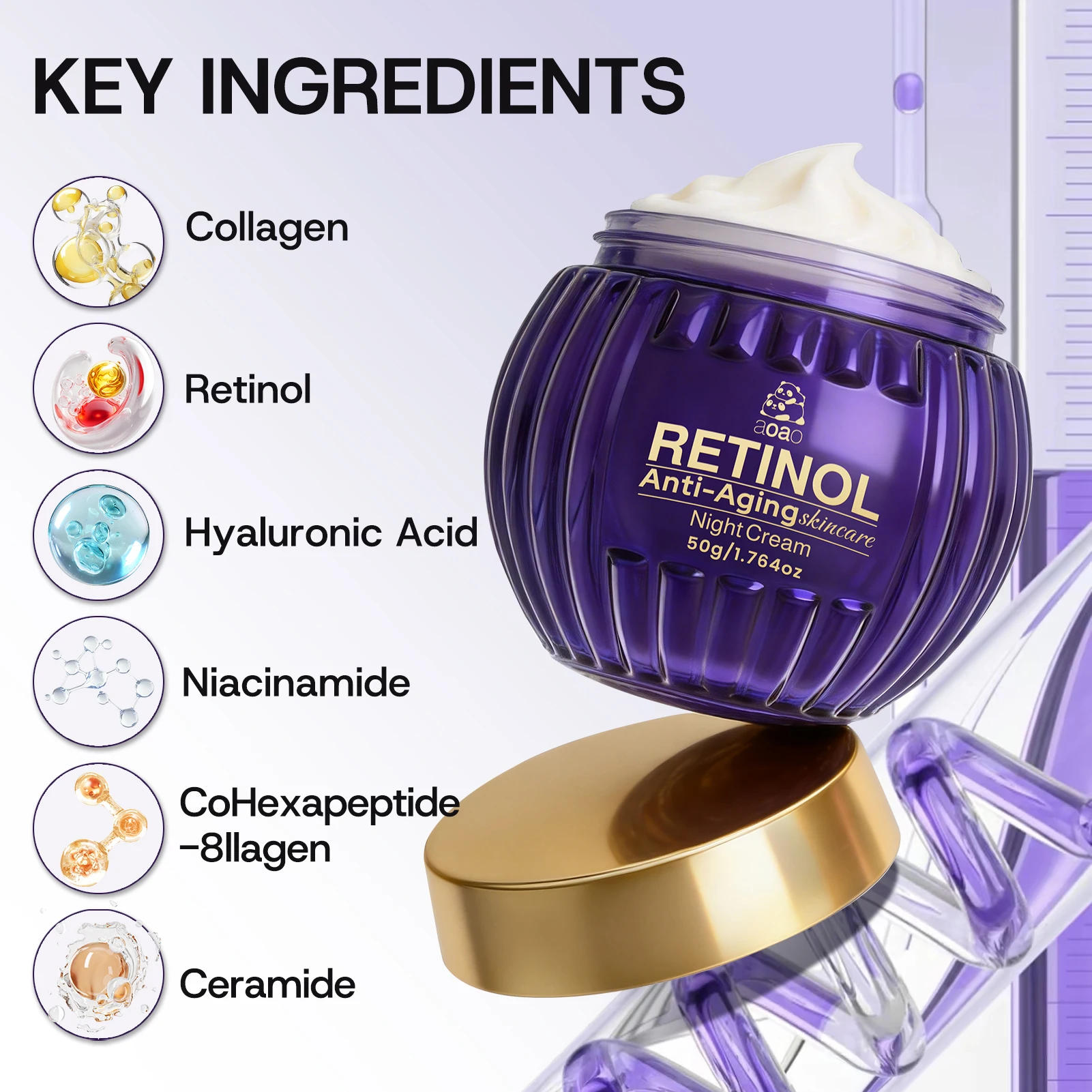 レチノール ファーミング ナイトクリーム |   しわ対策、 - Retinol Anti Wrinkle Cream のレビューと価格