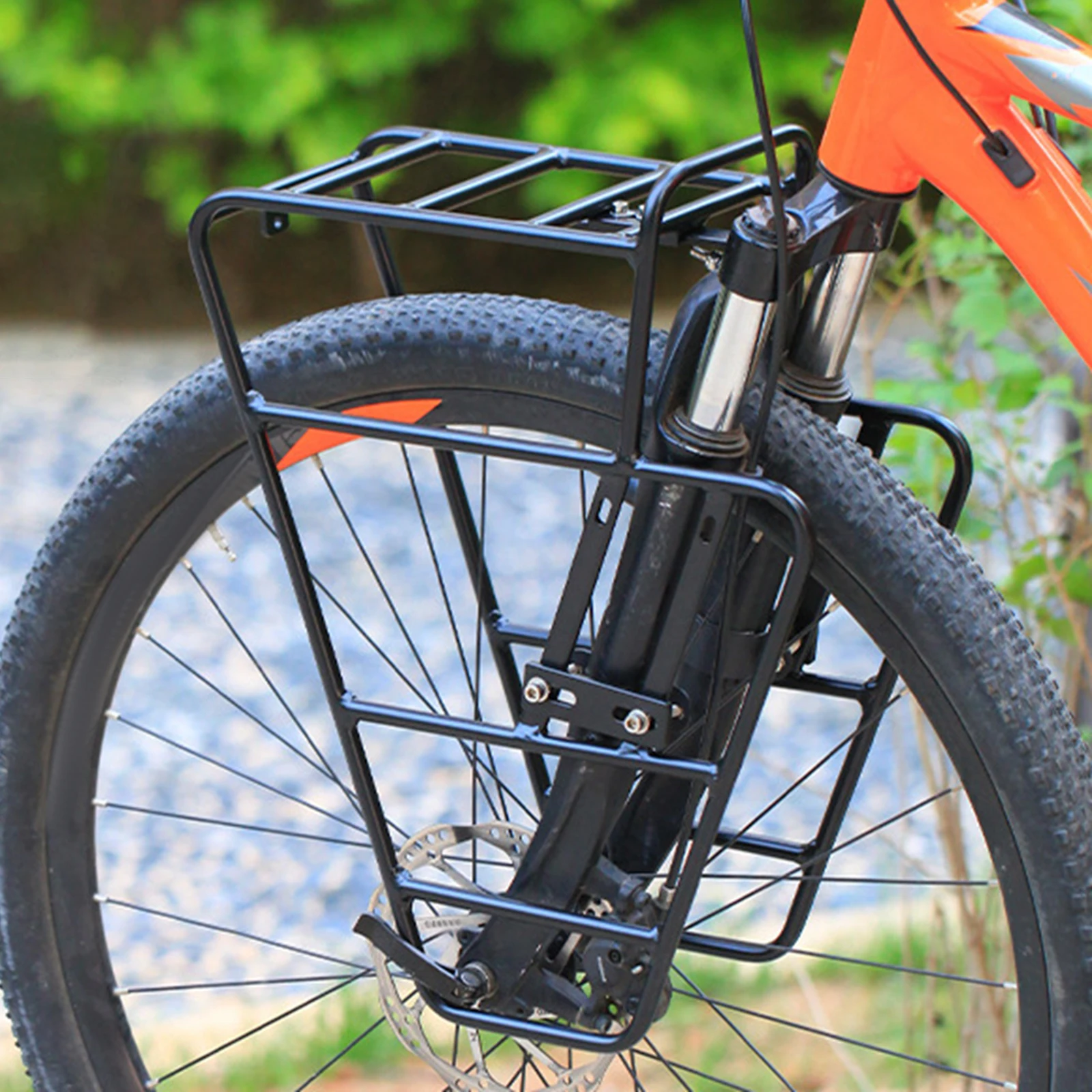 

Double Layer Bike Front Cargo Rack Luggage Touring Carrier Racks Heavy Duty Steel Cycling Front Pannier Rack Cycling Equipment