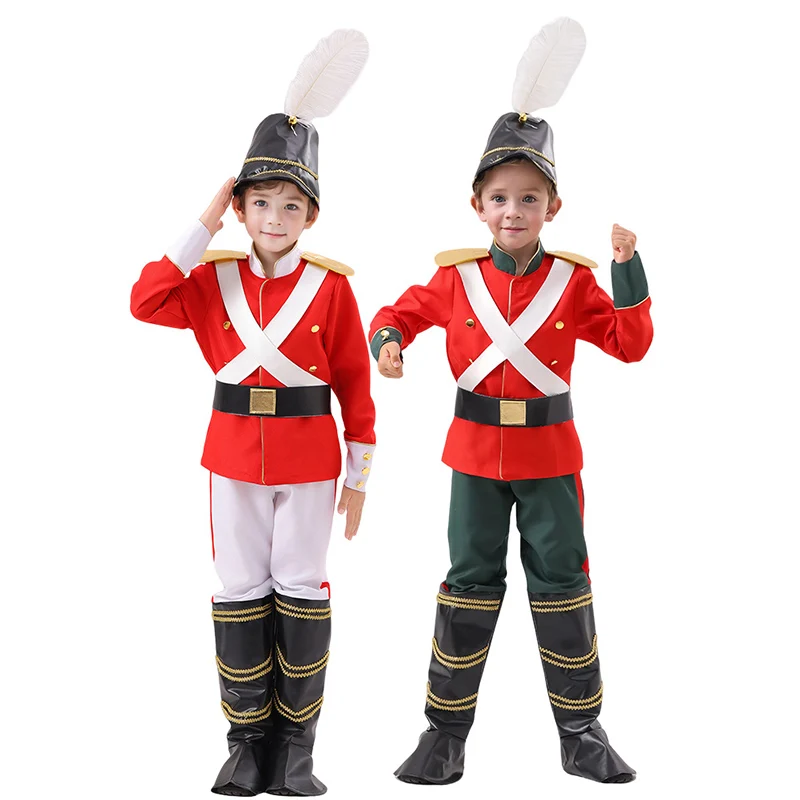 Christmas Toy Soldier Costume for Boys Kids Unisex Nutcracker Toy Solider Uniform Fancy Dress Halloween Costumes